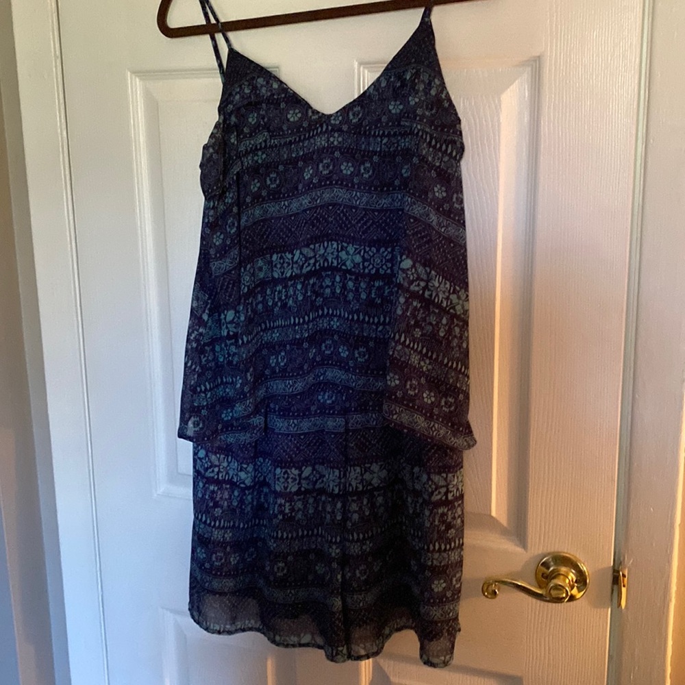 Blue pattern one piece jumper with shorts. Xhilaration. Size XL.